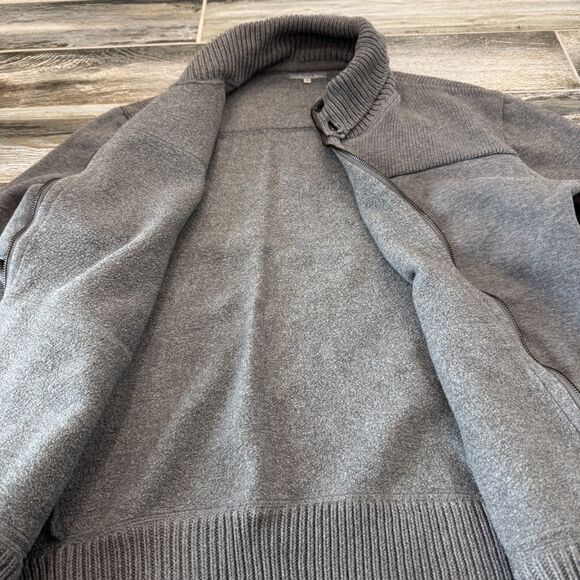 Ted Baker Cotton Blend Zip Up Gray Jacket Sweater Front Pouch Pocket Warm Lining - Picture 4 of 9